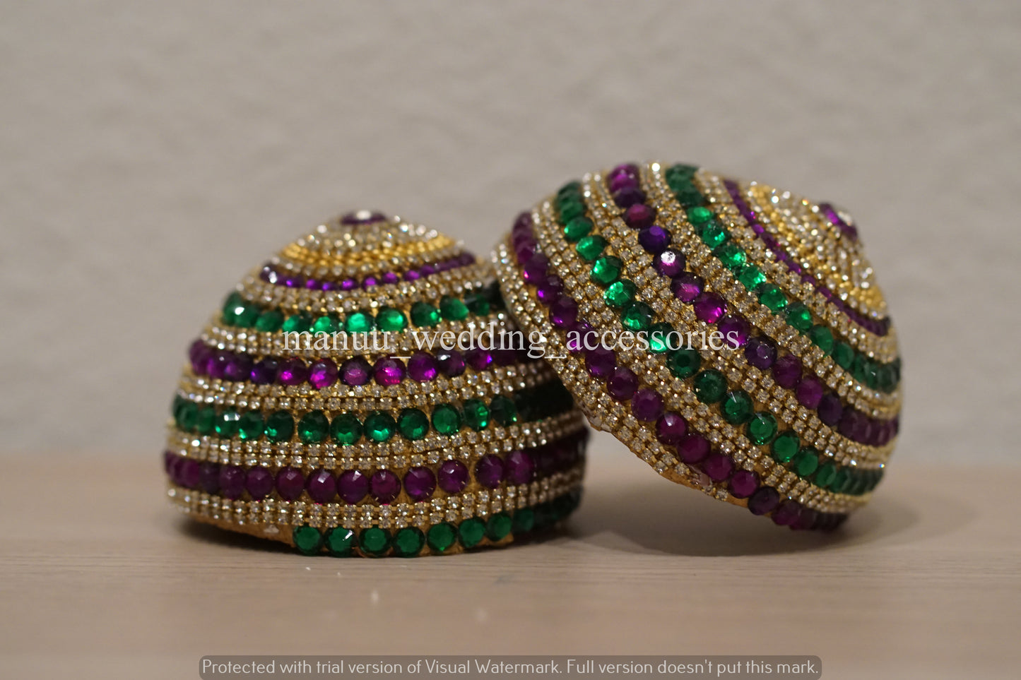 Kobbari Kudakalu OR Kobbari Chippalu - Full Design - Green, Brinjal and stone chain