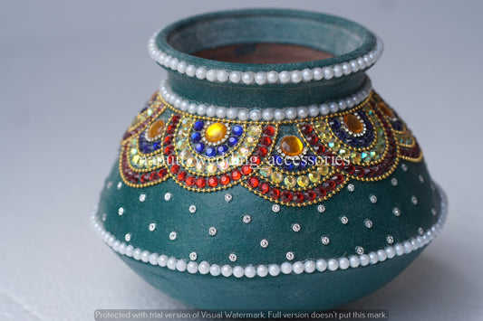 Garika Muntha - Decorated clay pot - Multi Color