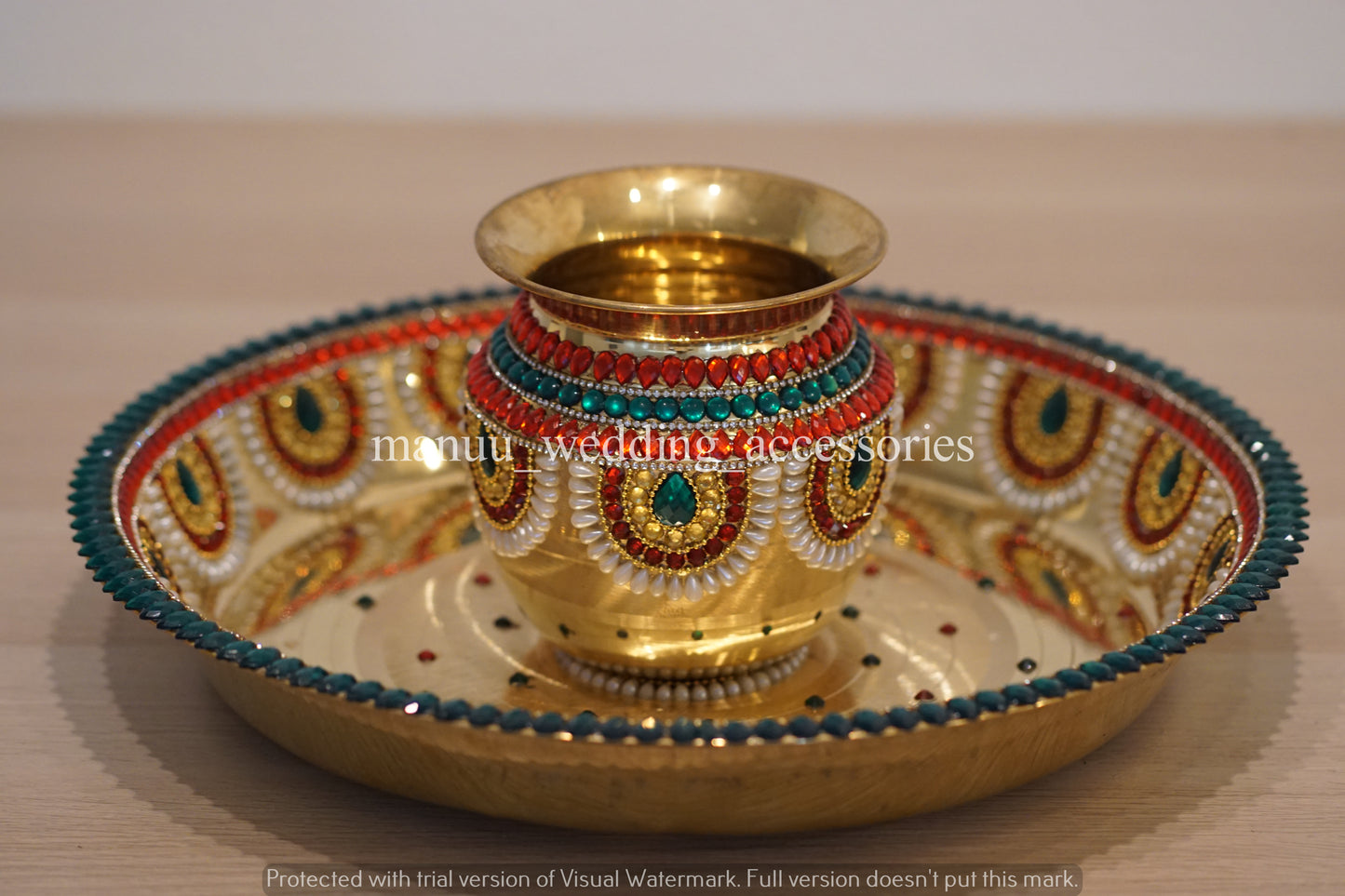 Kanyadanam Set - Chembu & Tambalam - Red and Bottle Green