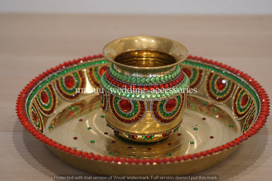 Kanyadanam Set - Chembu & Tambalam - U- Red and Light Green