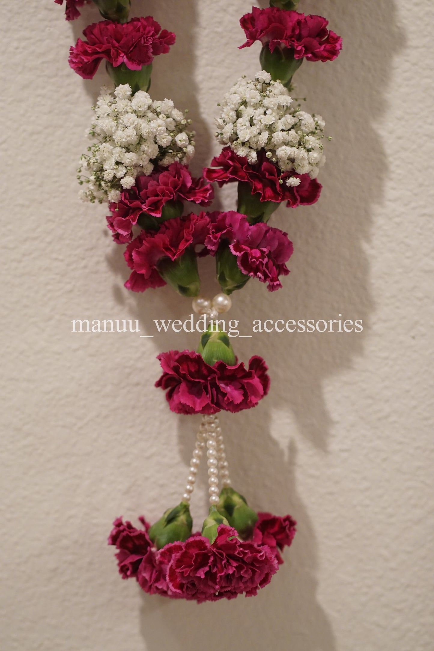 Fresh Flower Garlands – Baby's Breath(Gypsophila) and Red Carnations- Customization Available