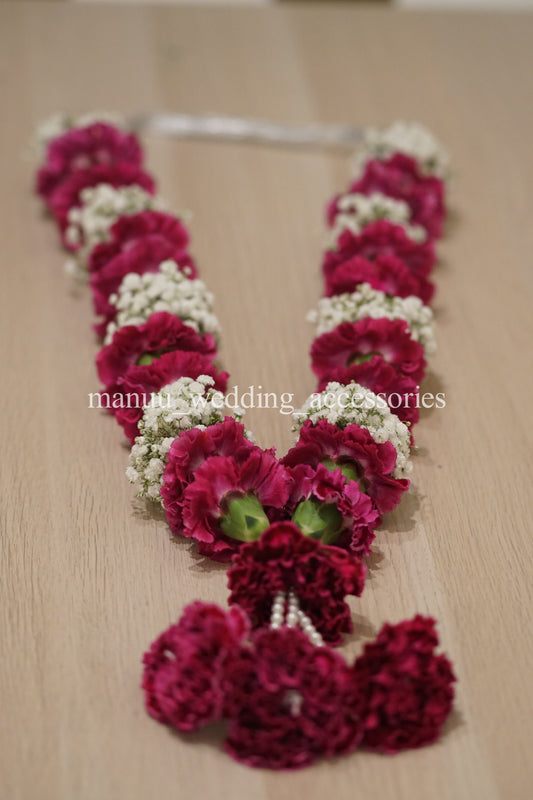 Fresh Flower Garlands – Baby's Breath(Gypsophila) and Red Carnations- Customization Available