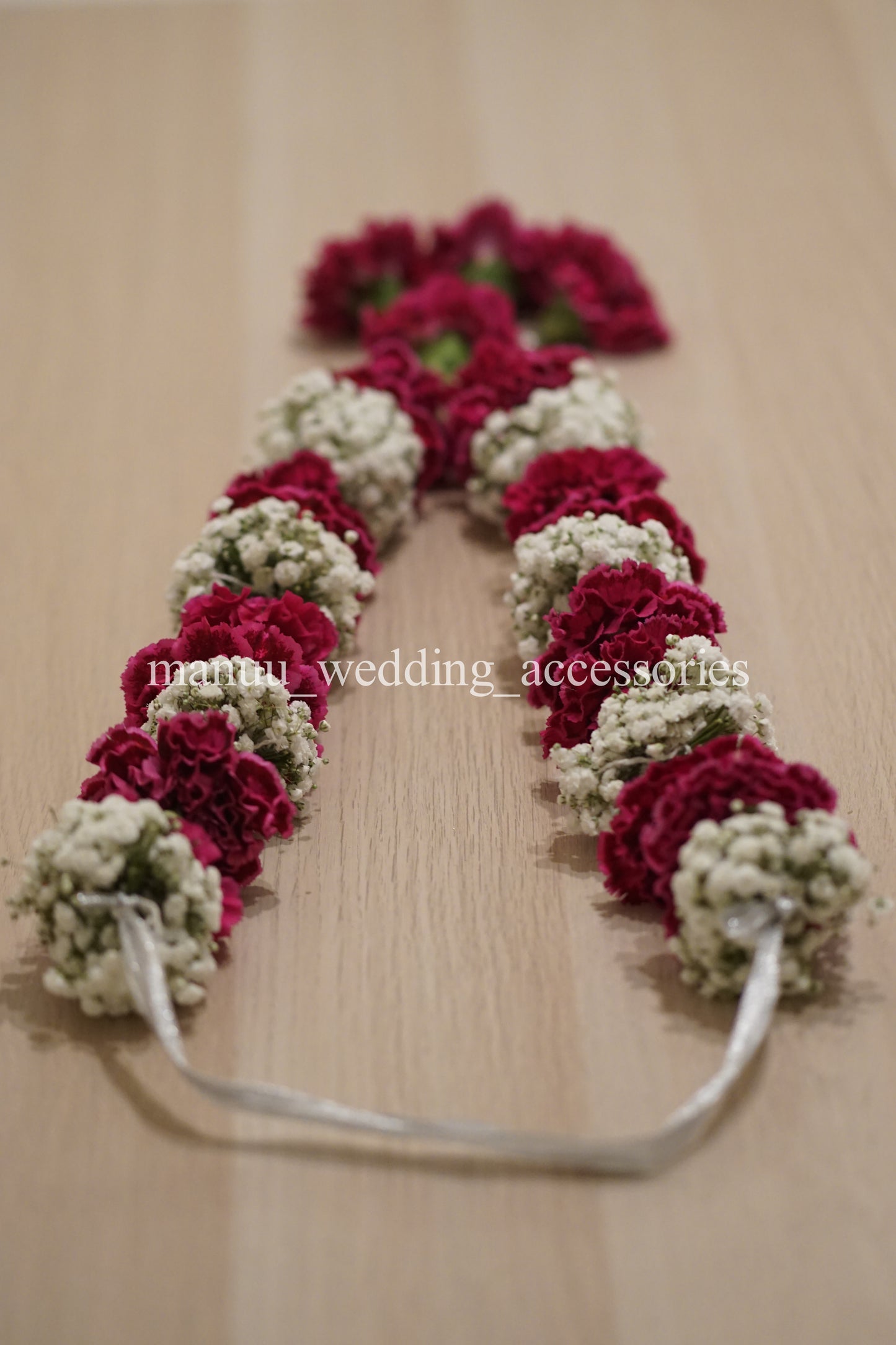 Fresh Flower Garlands – Baby's Breath(Gypsophila) and Red Carnations- Customization Available