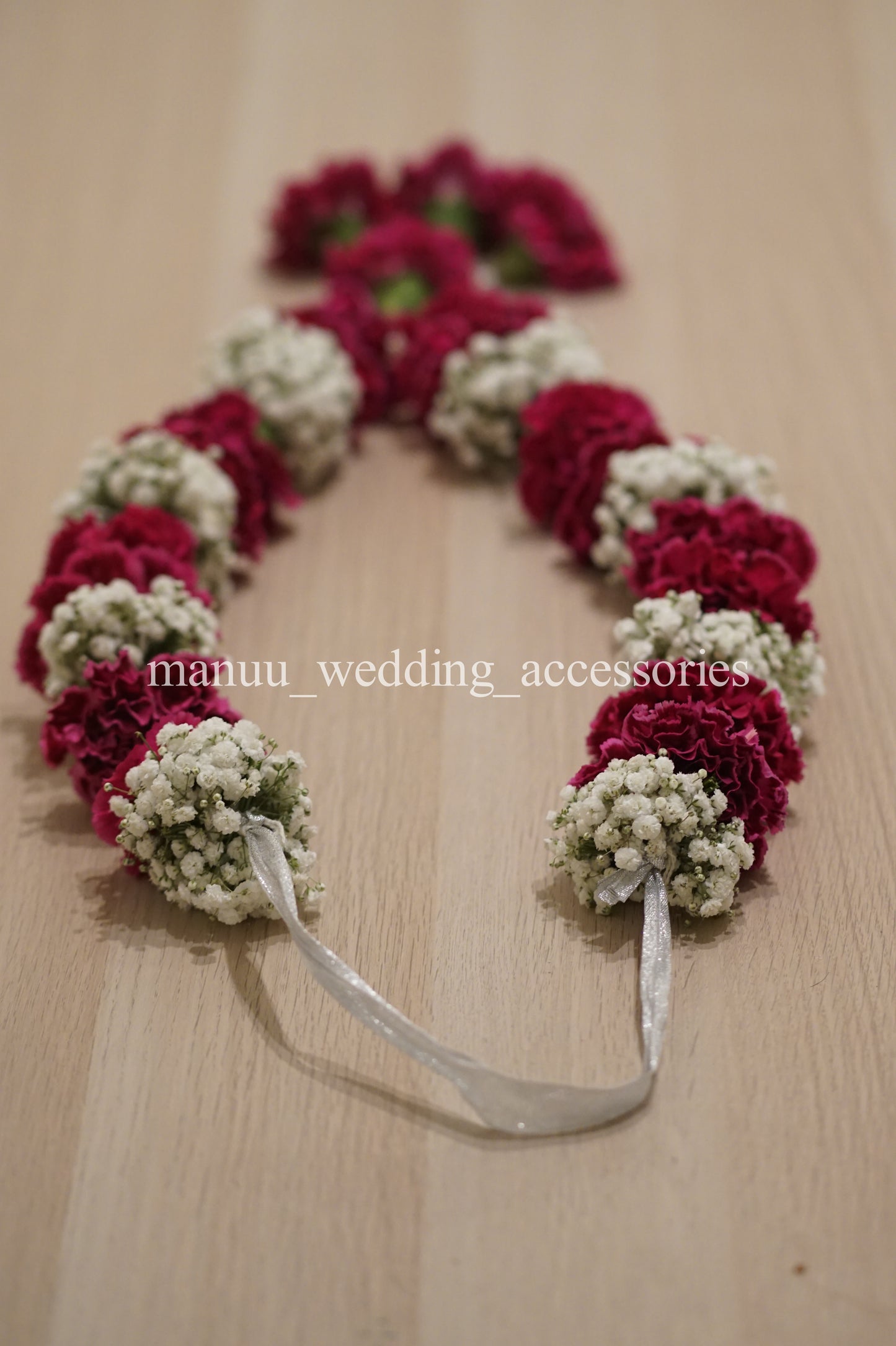 Fresh Flower Garlands – Baby's Breath(Gypsophila) and Red Carnations- Customization Available