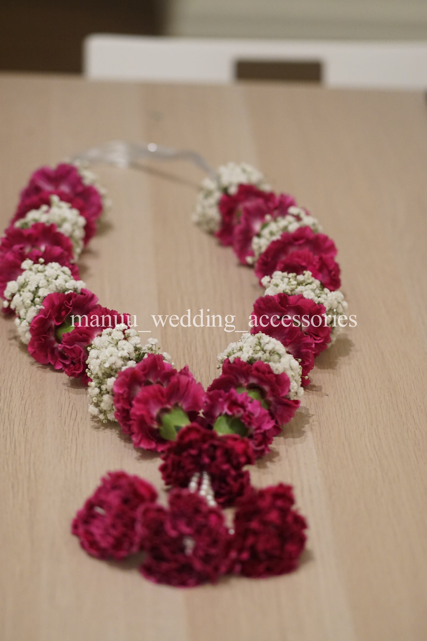 Fresh Flower Garlands – Baby's Breath(Gypsophila) and Red Carnations- Customization Available