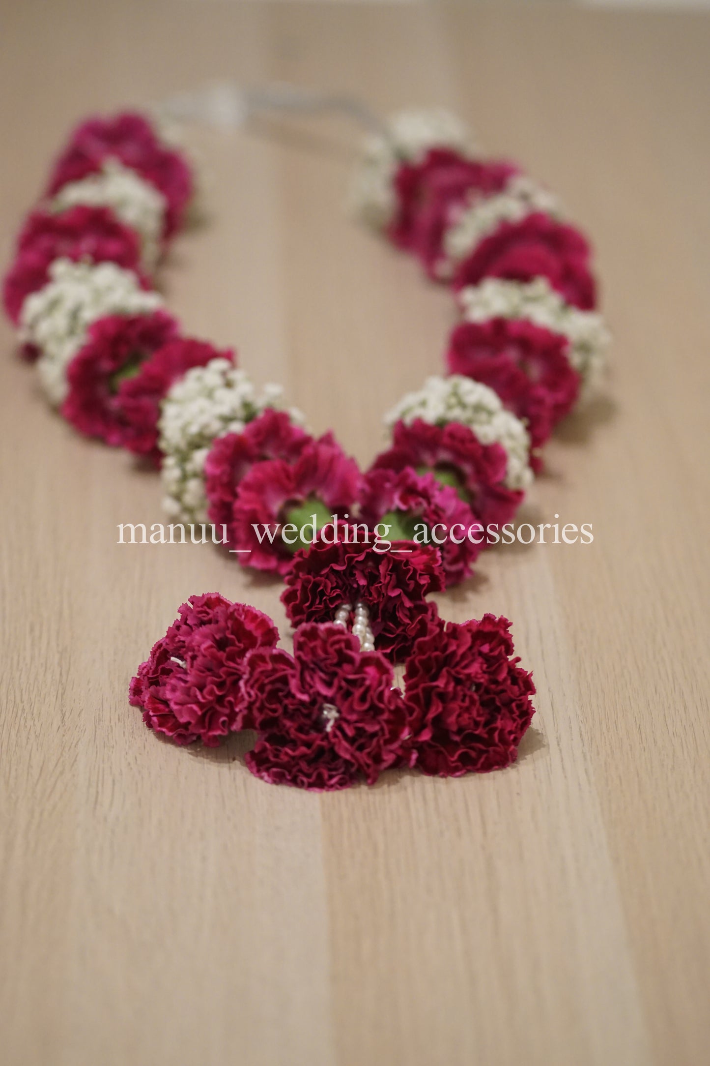 Fresh Flower Garlands – Baby's Breath(Gypsophila) and Red Carnations- Customization Available