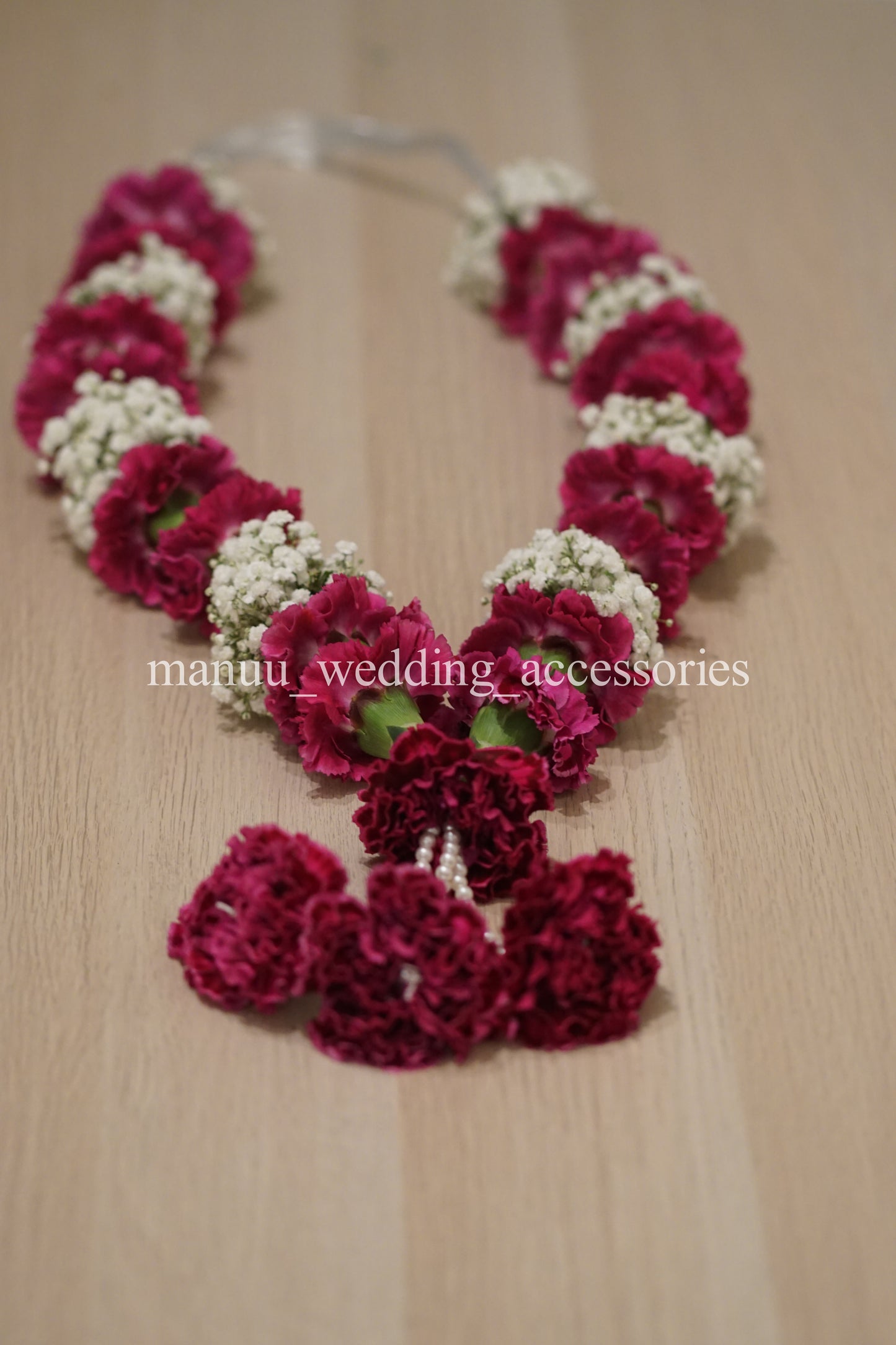 Fresh Flower Garlands – Baby's Breath(Gypsophila) and Red Carnations- Customization Available