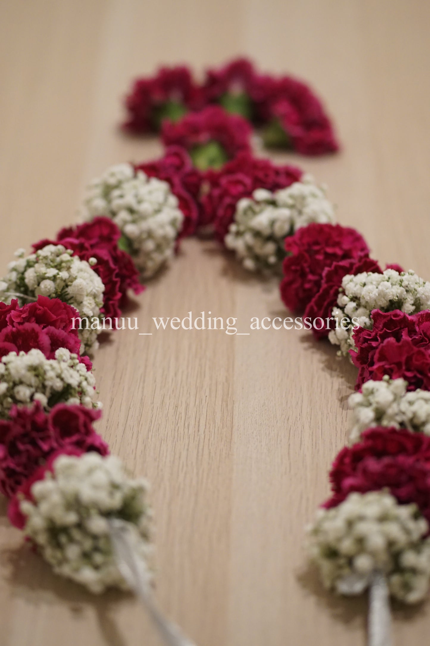 Fresh Flower Garlands – Baby's Breath(Gypsophila) and Red Carnations- Customization Available