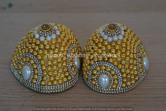 Kobbari Kudakalu OR Kobbari Chippalu - Full Design - White and Gold pearls