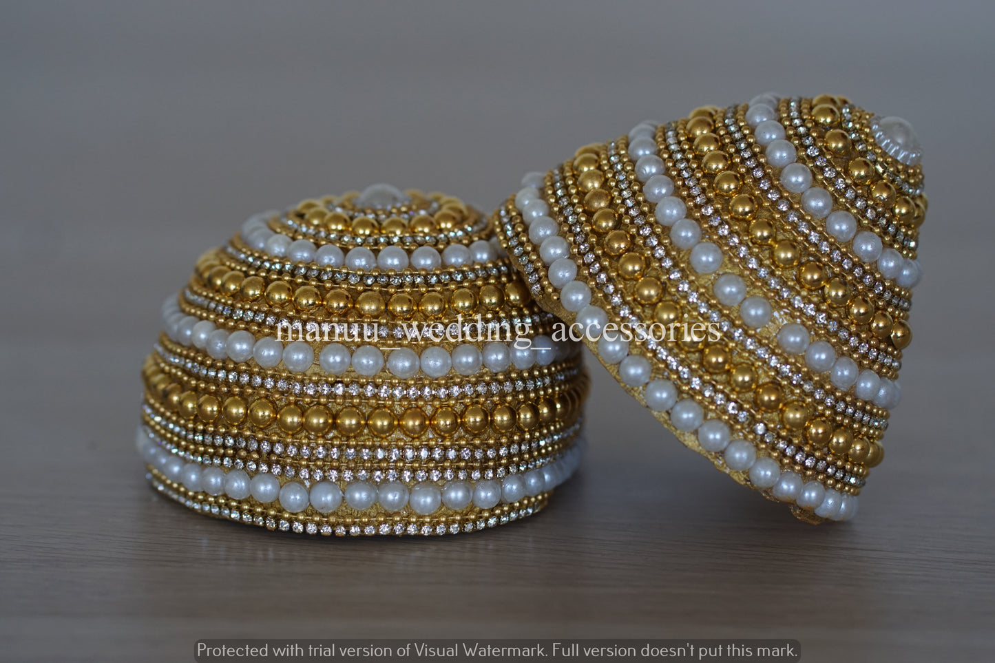 Kobbari Kudakalu OR Kobbari Chippalu - Full Design - White and Gold pearls