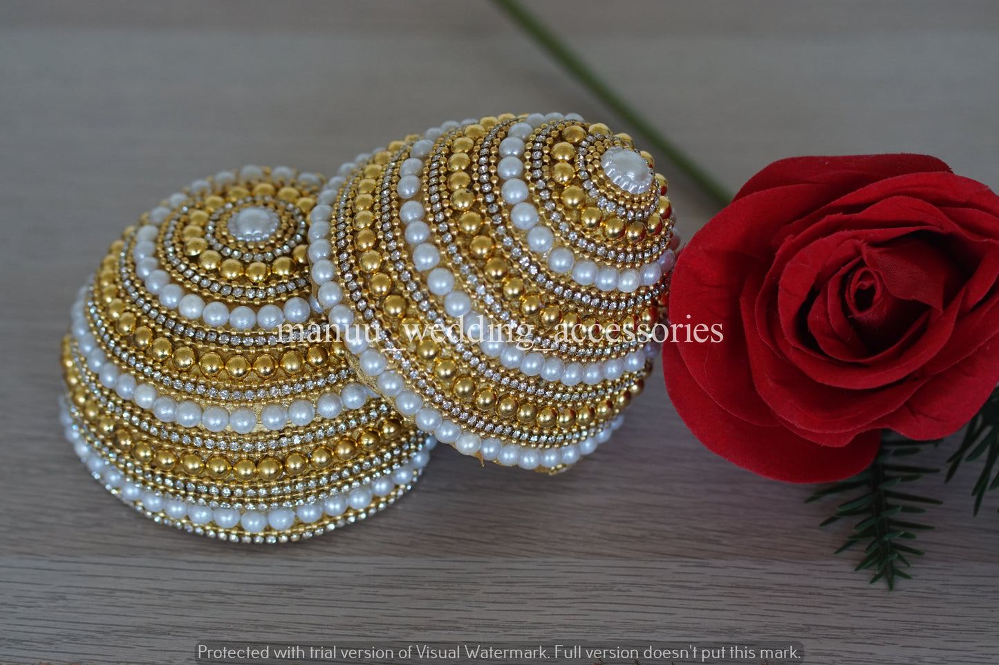 Kobbari Kudakalu OR Kobbari Chippalu - Full Design - White and Gold pearls