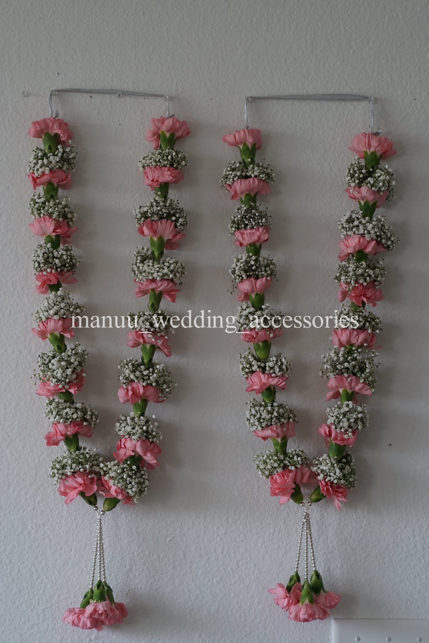 Fresh Flower Garlands – Baby's Breath(Gypsophila) and Pink Carnations- Customization Available