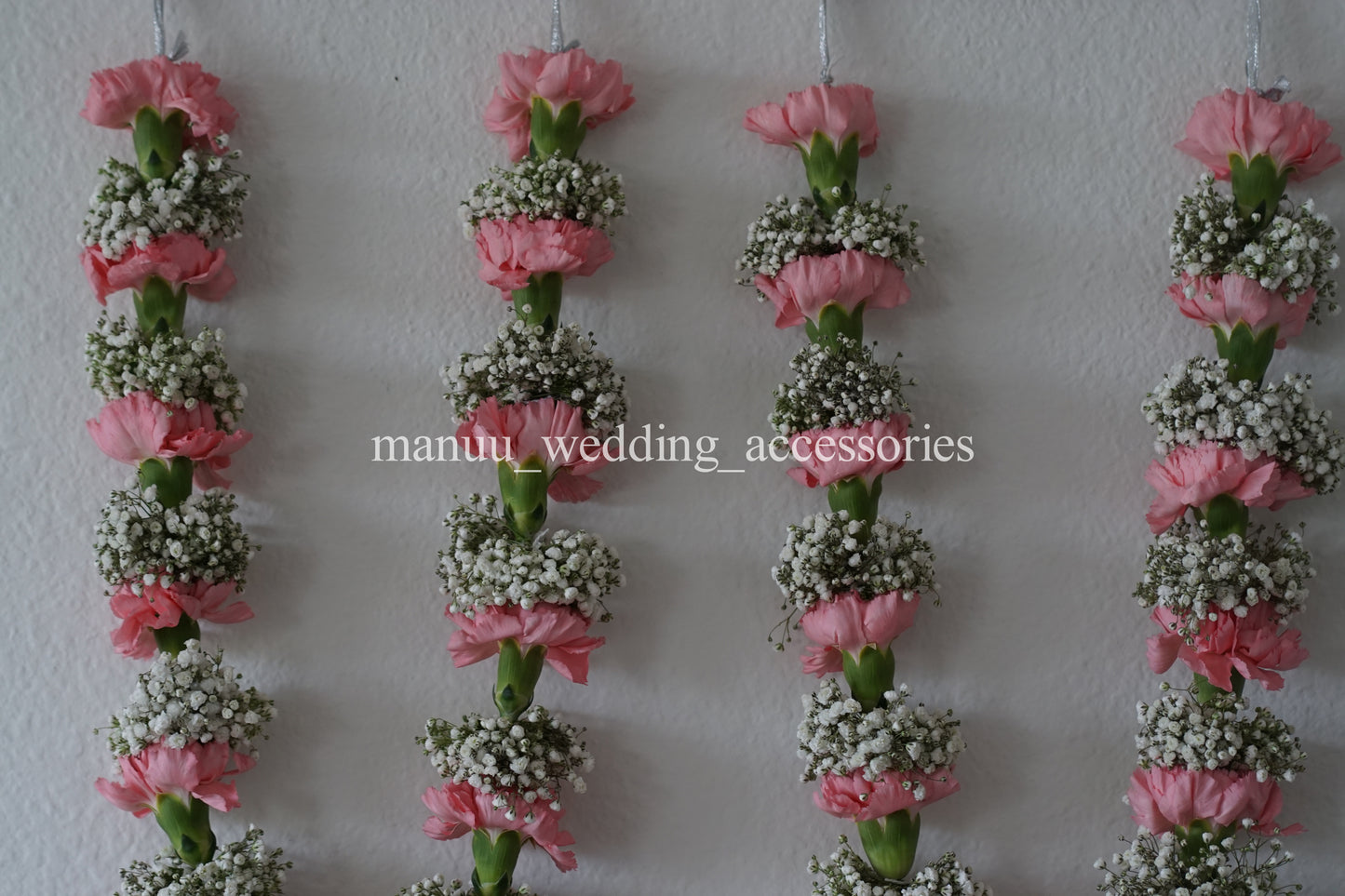 Fresh Flower Garlands – Baby's Breath(Gypsophila) and Pink Carnations- Customization Available