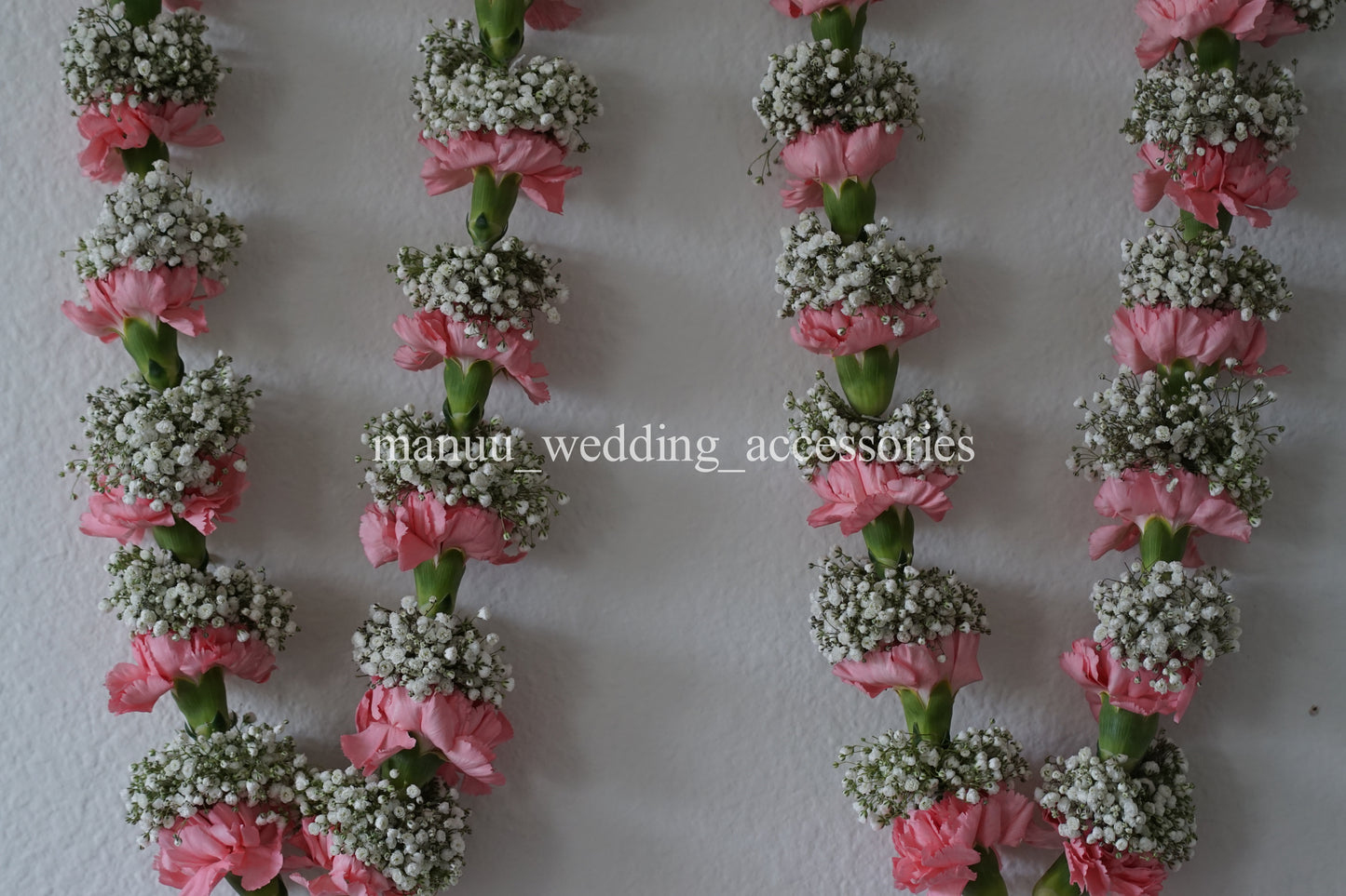 Fresh Flower Garlands – Baby's Breath(Gypsophila) and Pink Carnations- Customization Available