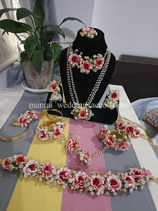 Haldi Jewelry - Light Pink, Maroon and White