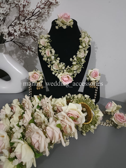 Haldi Jewelry - light Pink Rose and White