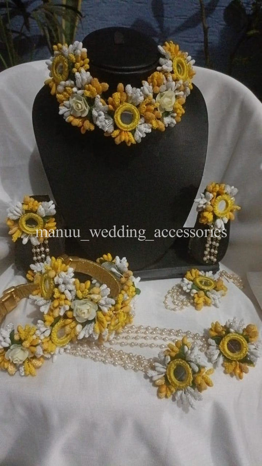 Haldi Jewelry -Yellow, White with Mirrors