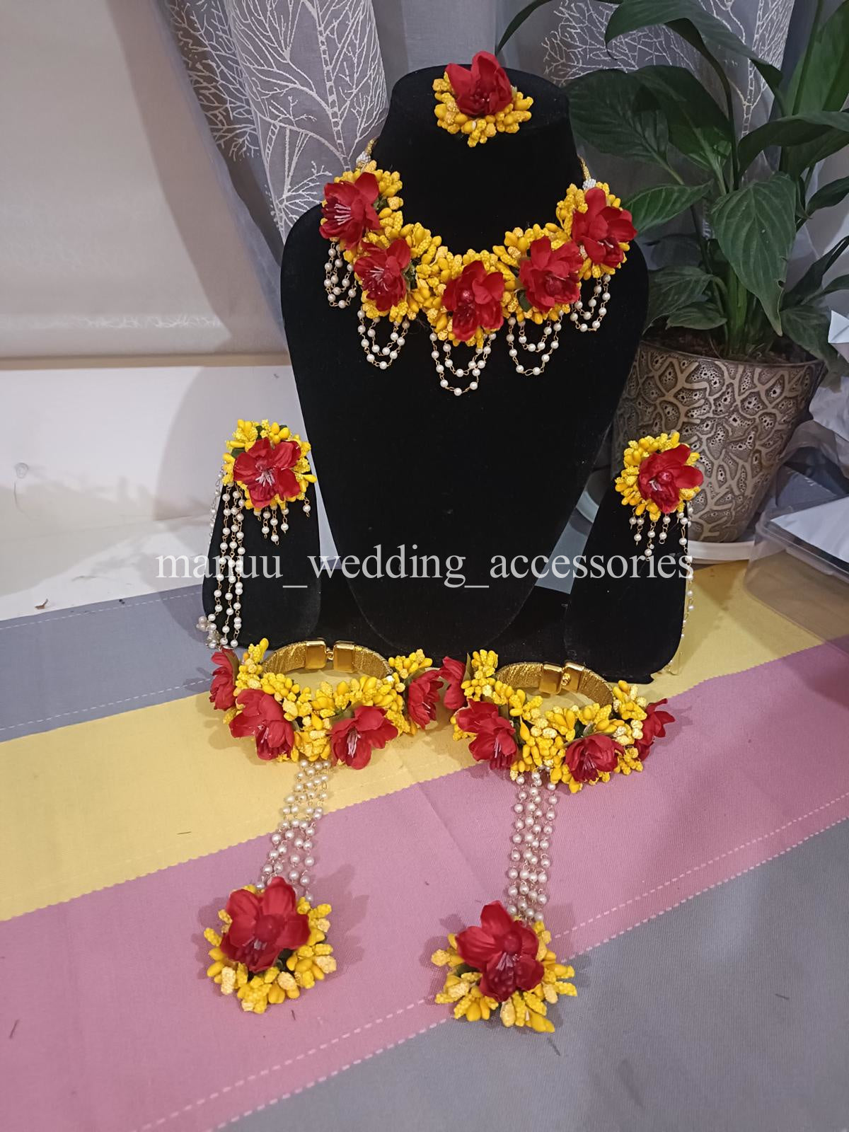 Haldi Jewelry - Maroon & Yellow