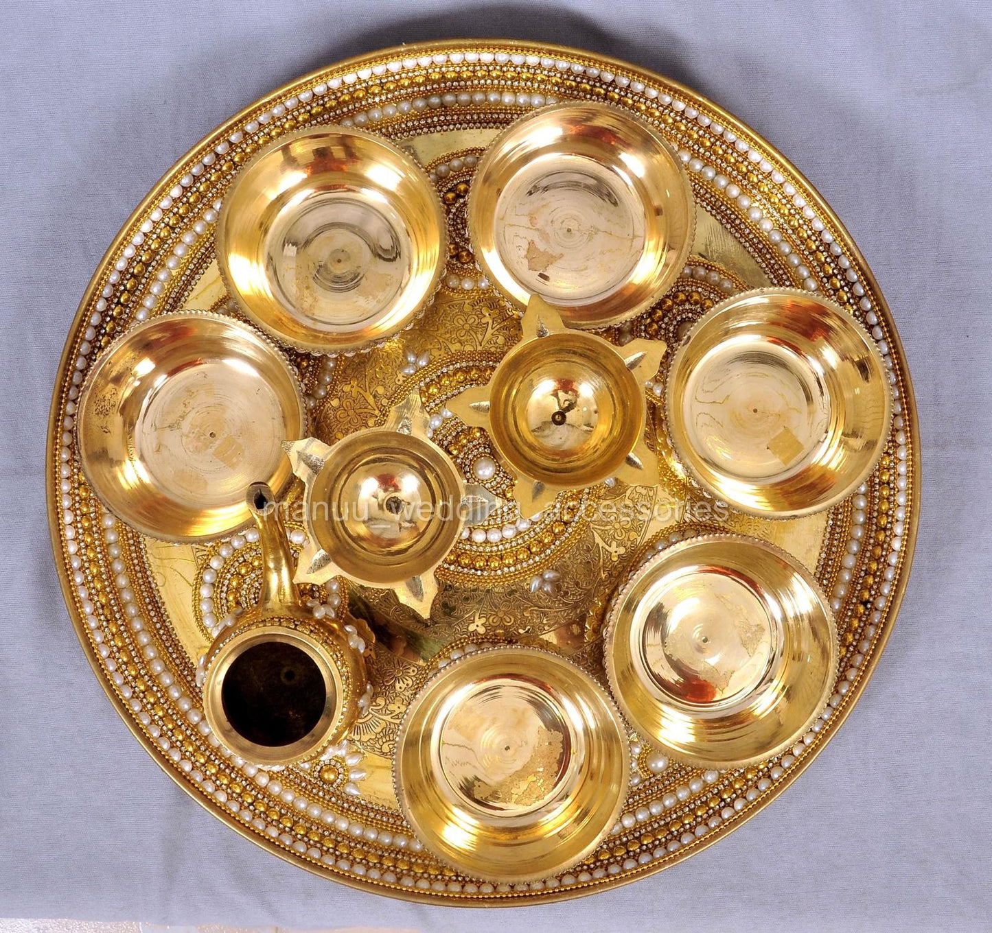 Mangala Harathi Set - White and Gold pearl