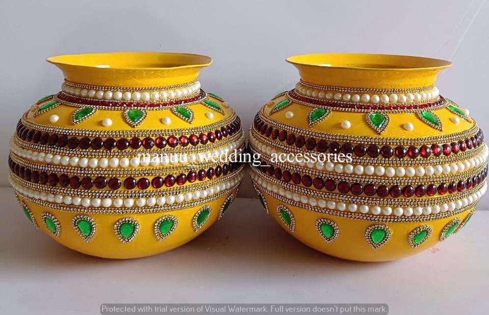 Ungarala Bindey(1) - Half Design -Yellow, Maroon, Green and white pearls