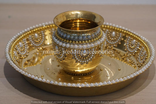 Kanyadanam Set - Chembu & Tambalam - White and Gold