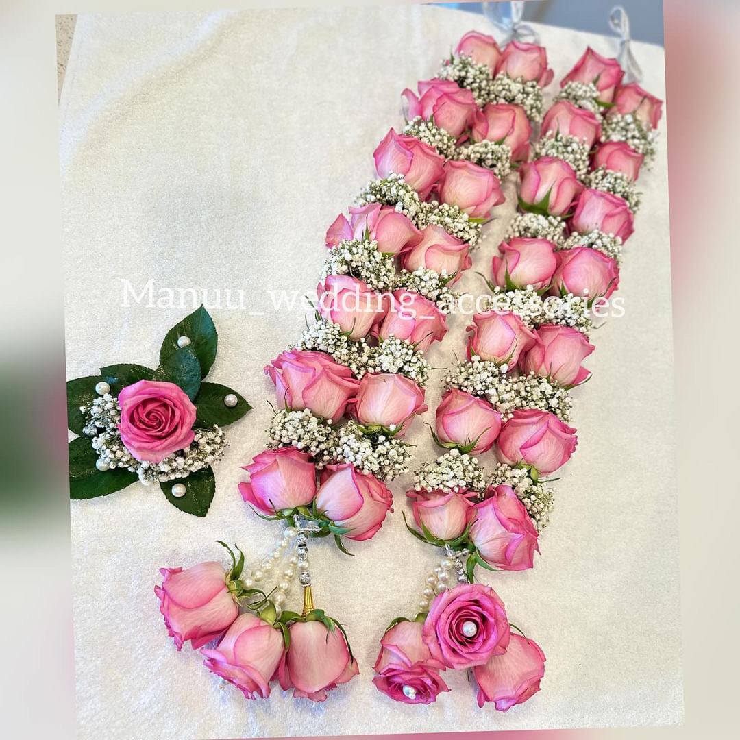 Fresh Flower Garlands – Roses & Baby's Breath - Customization Available