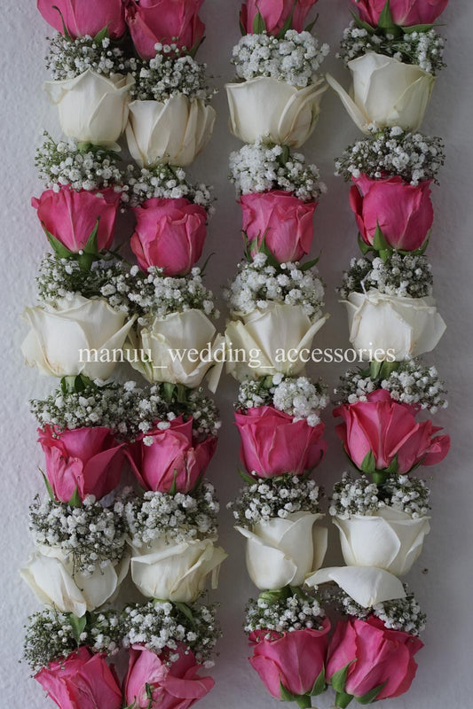 Fresh Flower Garlands – Roses & Baby's Breath - Customization Available