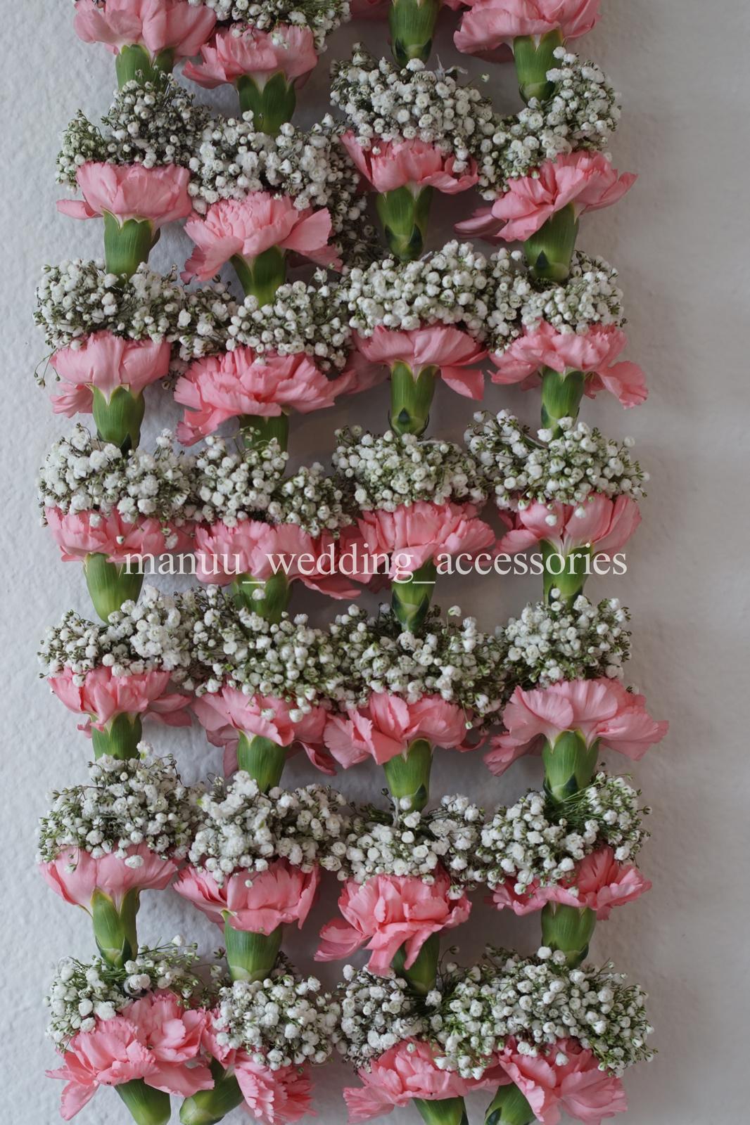 Fresh Flower Garlands – Baby's Breath(Gypsophila) and Pink Carnations- Customization Available