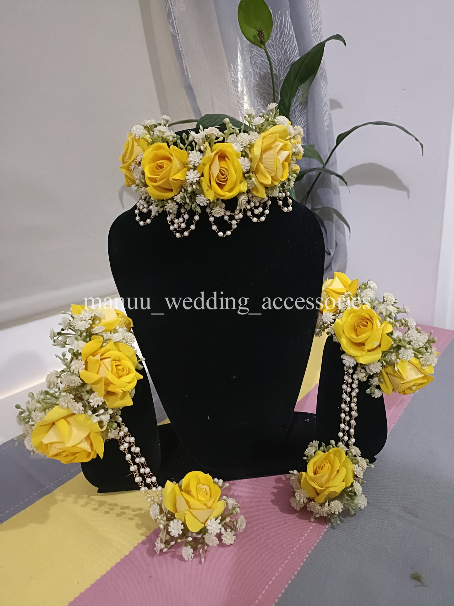 Haldi Jewelry - Yellow Rose and White